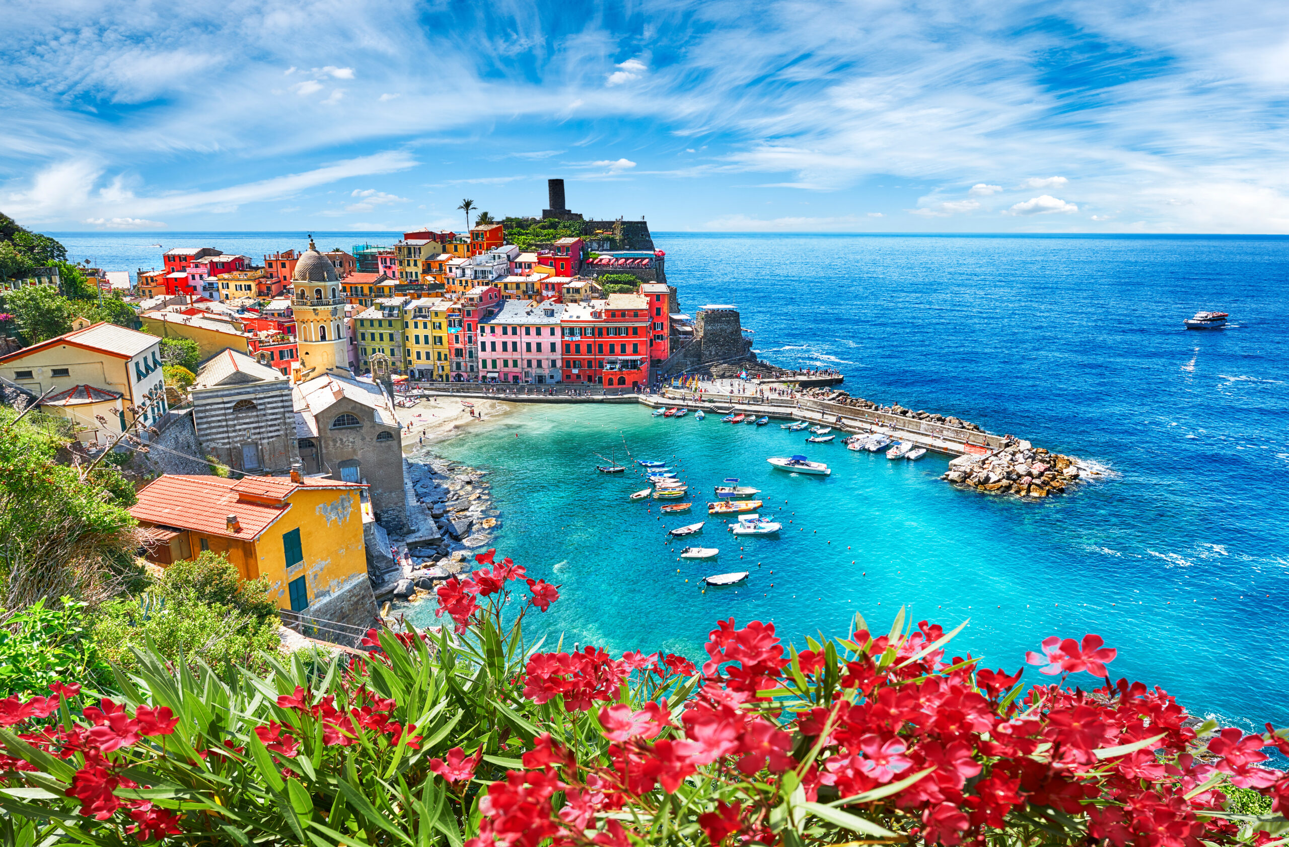 Famous city of Vernazza in Italy during summer